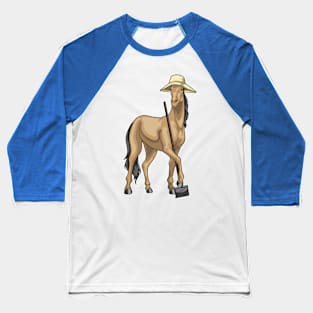 Horse Farmer Rake Baseball T-Shirt